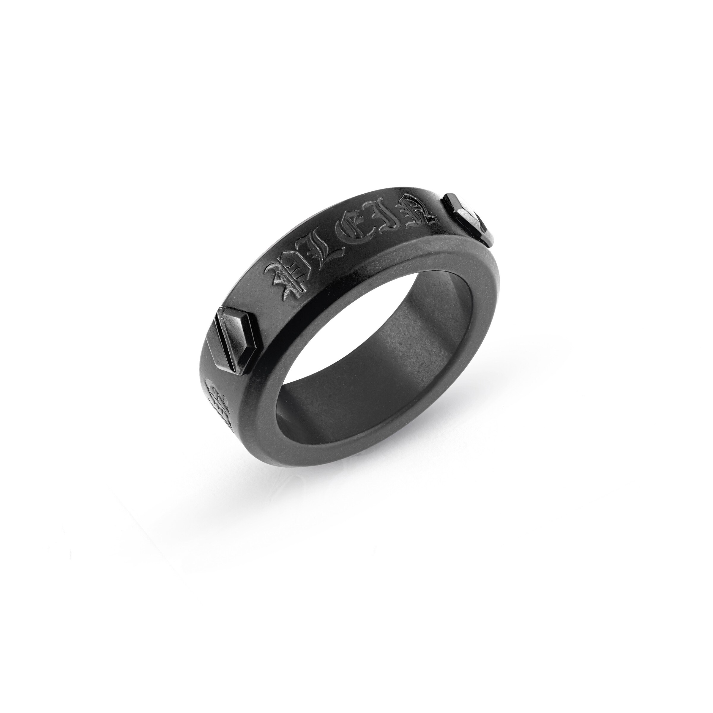 Philipp Plein Jewellery Ring 'Hexagon' in Black: front