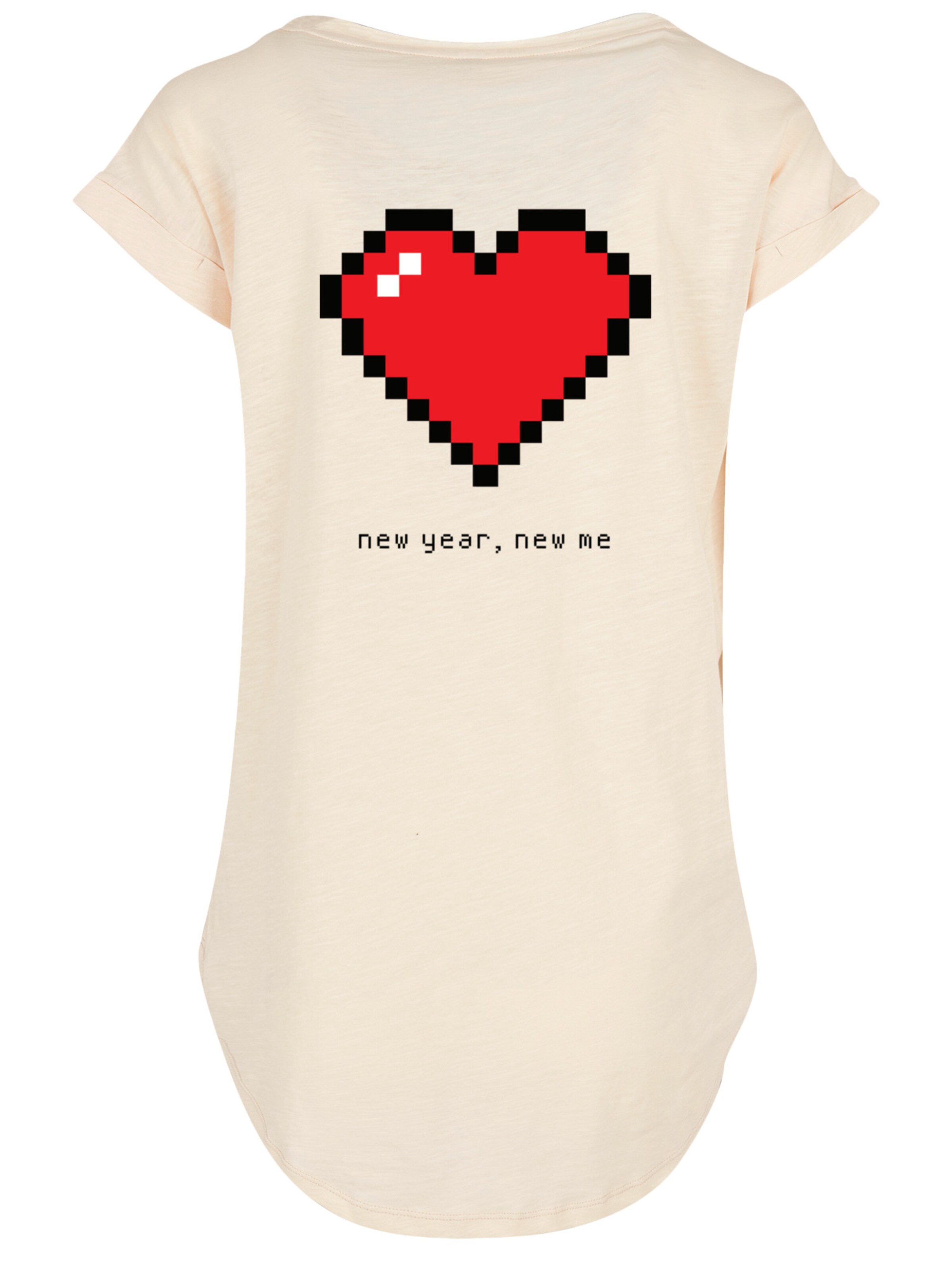 F4NT4STIC Shirt 'Pixel Herz Happy New Year Silvester' in Beige