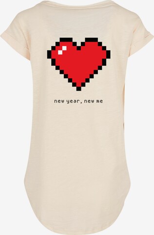 F4NT4STIC Shirt 'Pixel Herz Happy New Year Silvester' in Beige