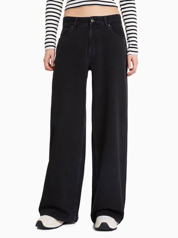 Wide Leg Jean Bershka en noir : devant