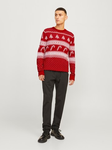 Pull-over 'JJXmas Gabriel' JACK & JONES en rouge