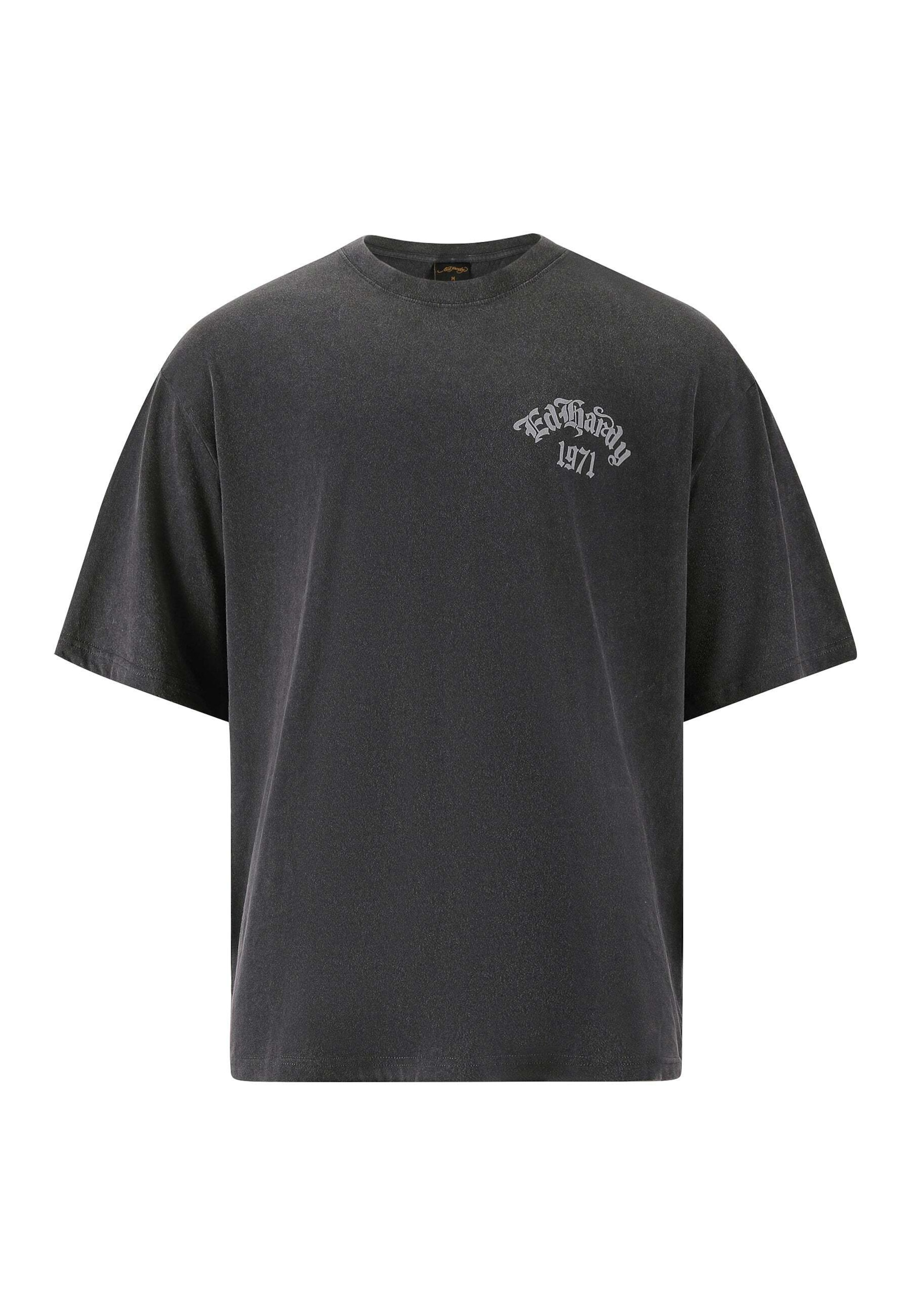 Ed Hardy T-shirt 'Schlange und Schädel' in Grau