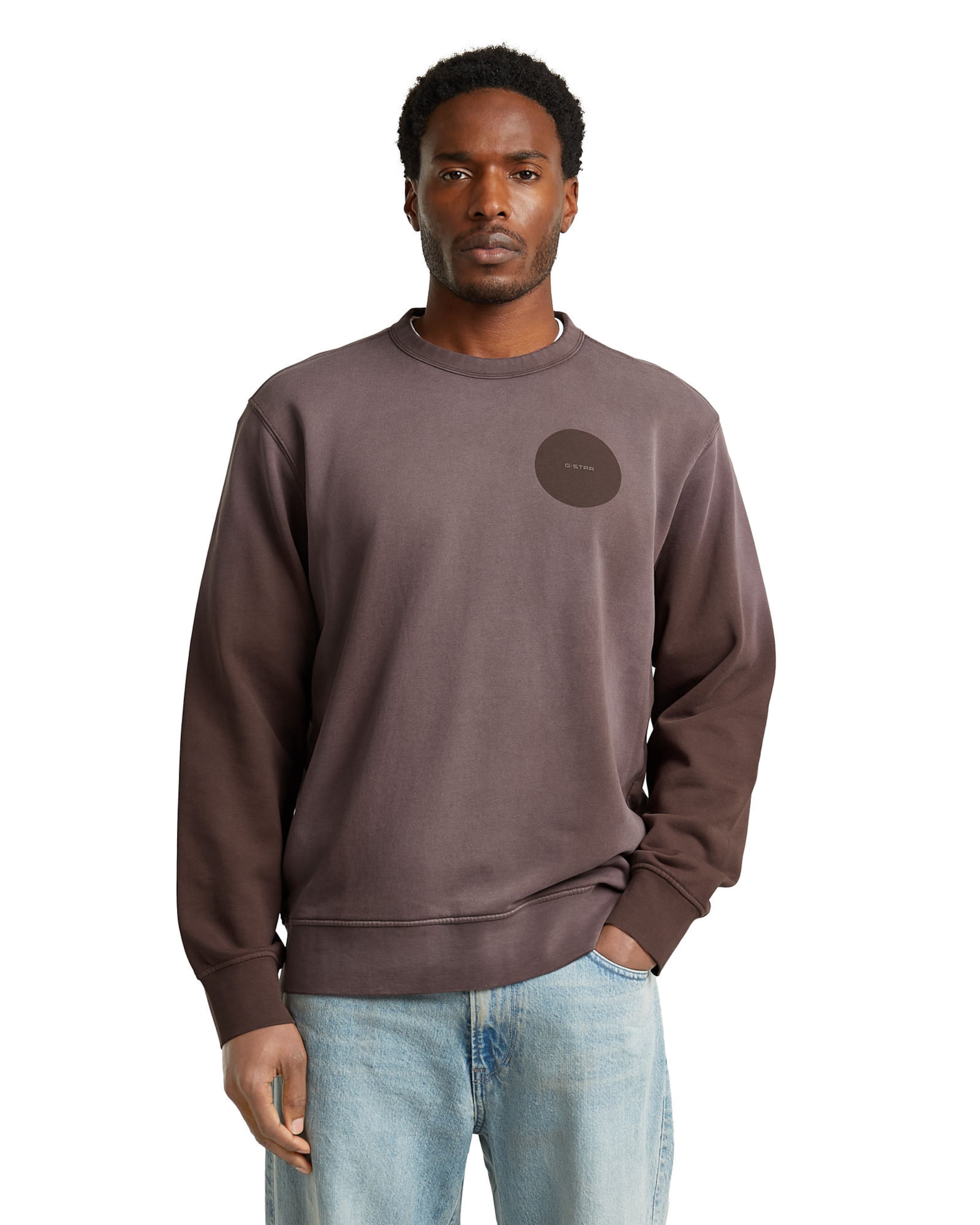 G-STAR Sweater - 'Sunfaded Sweater' in Braun: Vorderseite