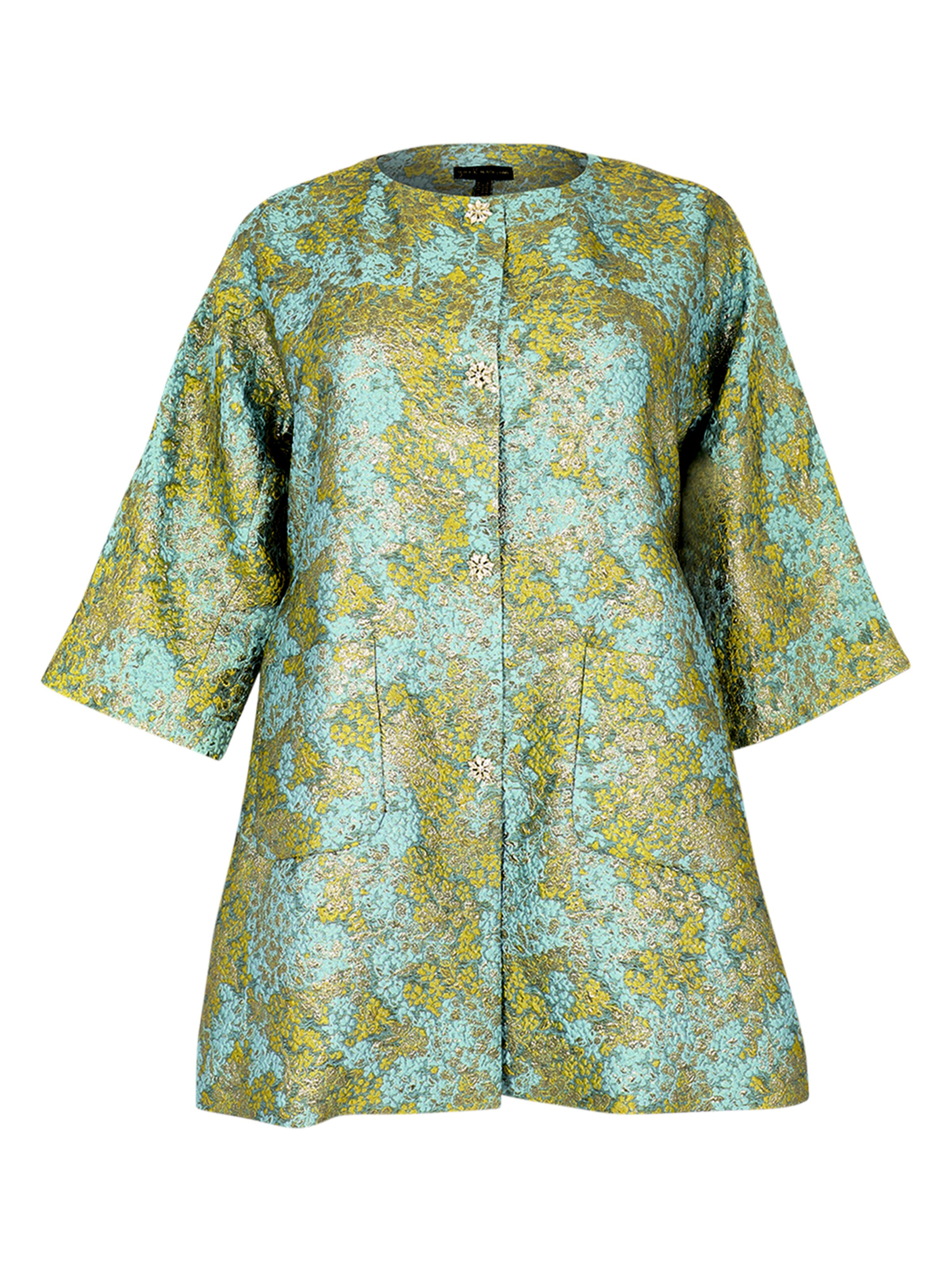 YOEK Between-seasons coat in Green: front
