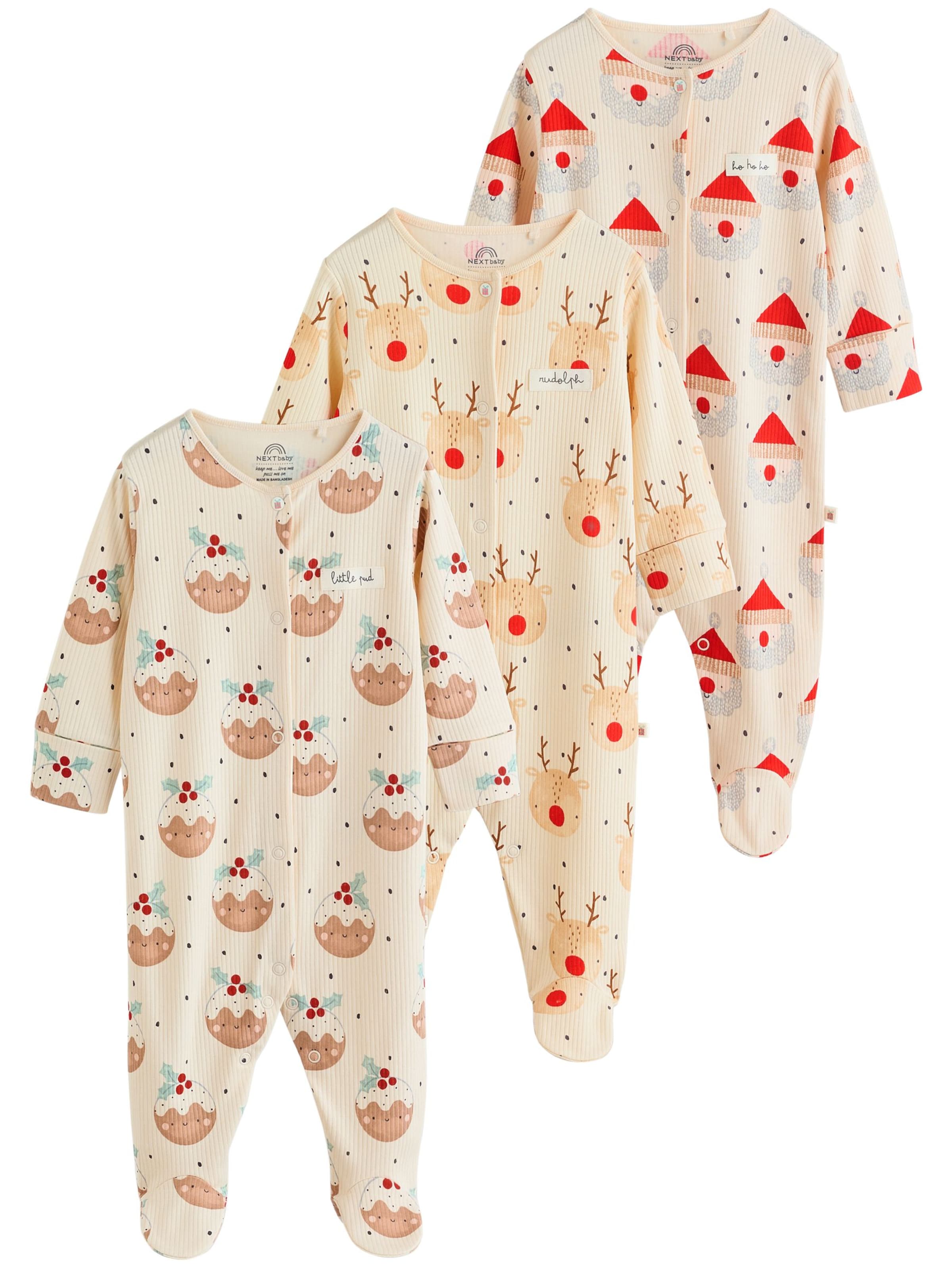 Pijamale 'Christmas Popper' de la Next pe bej: față