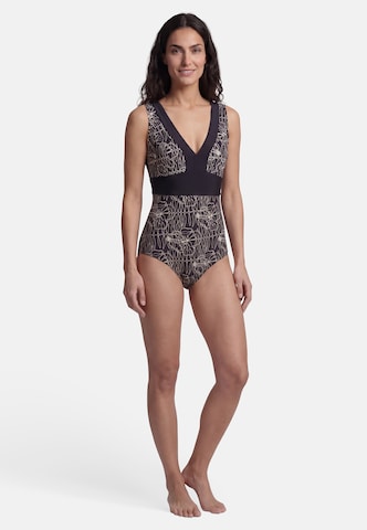 BECO the world of aquasports Badeanzug 'Flower Lines' in Schwarz