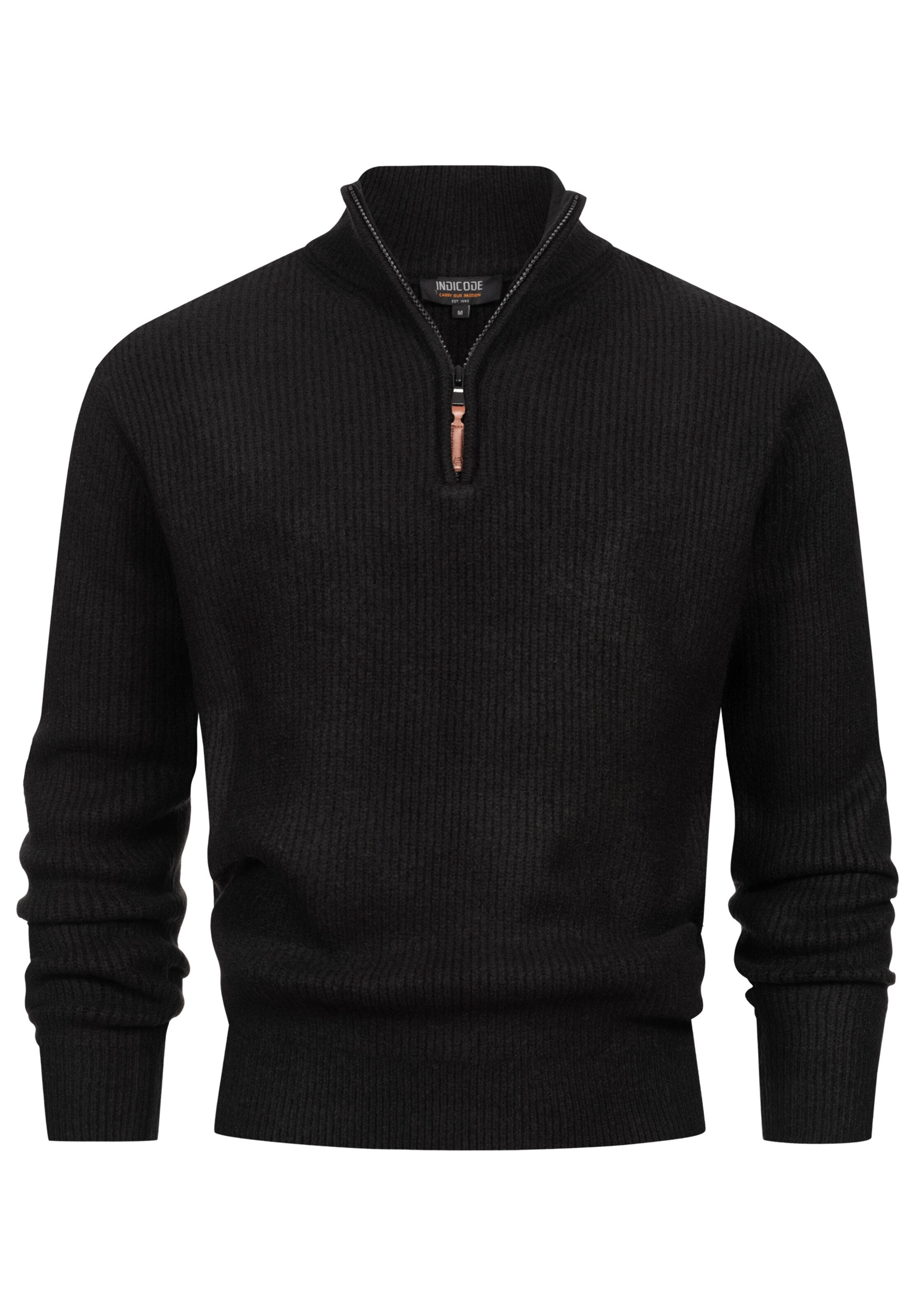 INDICODE JEANS Sweater 'INPeace' in Black: front