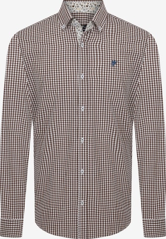 DENIM CULTURE - Ajuste regular Camisa 'Harvey' en marrón: frente