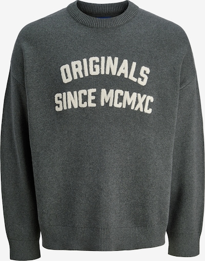 S dydžio Megztinis 'JORMEADOWS' iš JACK & JONES, spalva – tamsiai pilka / balta, Prekių apžvalga