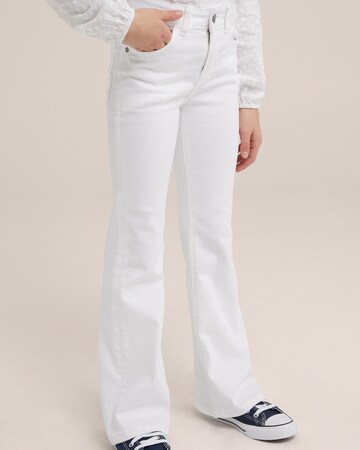 évasé Pantalon WE Fashion en blanc : devant