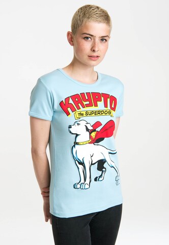 LOGOSHIRT Shirt 'Krypto the Superdog' in Blauw: voorkant