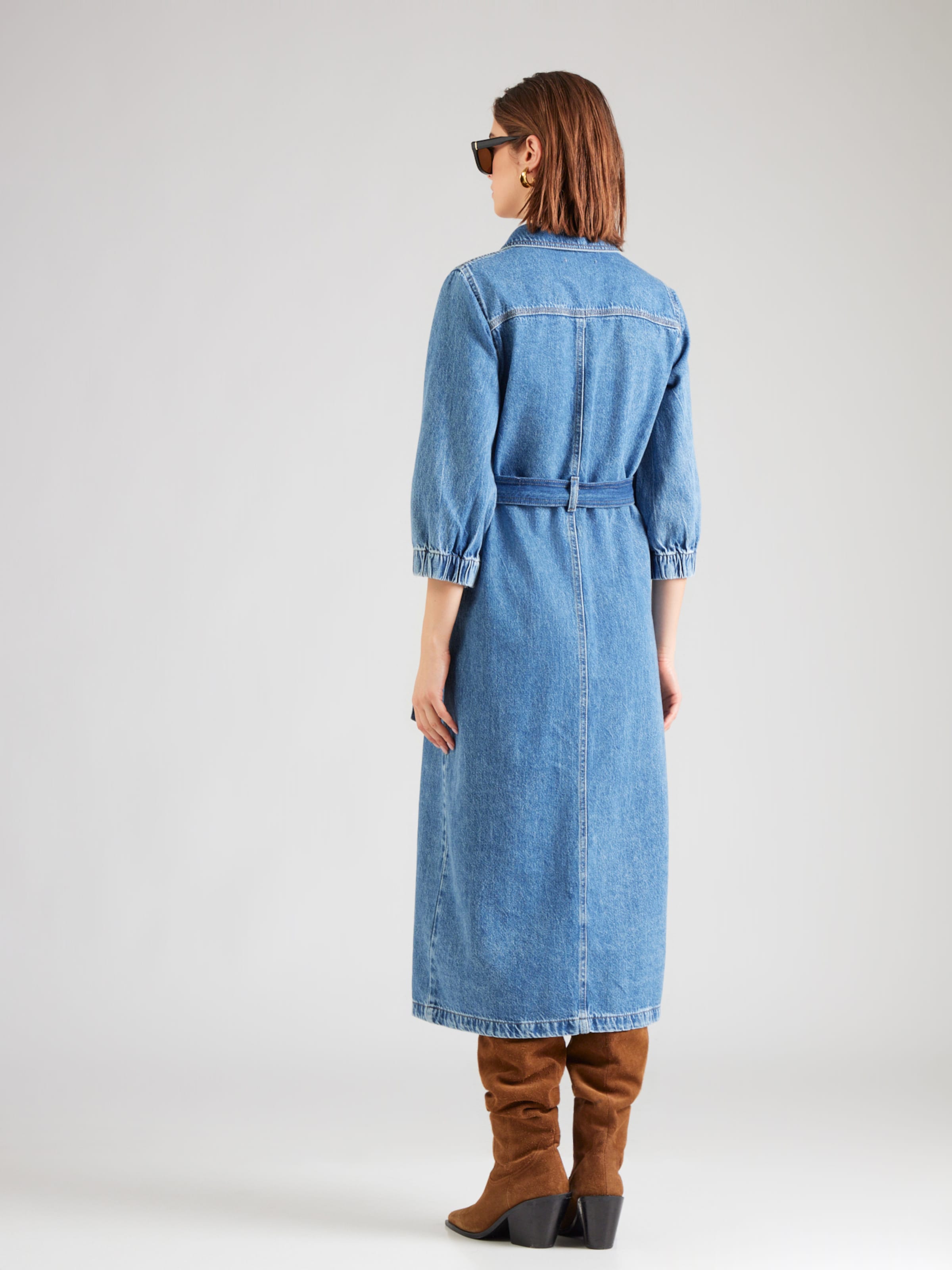 h&m denim shirt dress Women's Dark denim blue Denim Shirt Dress