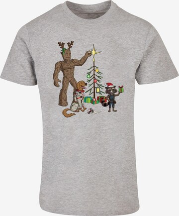 ABSOLUTE CULT T-Shirt 'Guardians Of The Galaxy - Holiday Festive Group' in Grau: predná strana