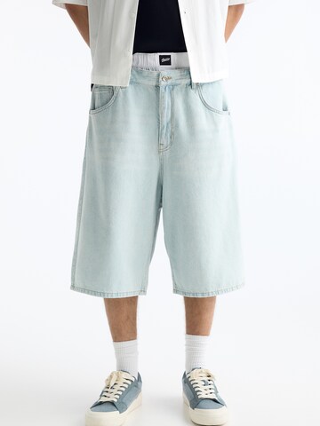 Pull&Bear Loosefit Shorts in Blau: Vorderseite