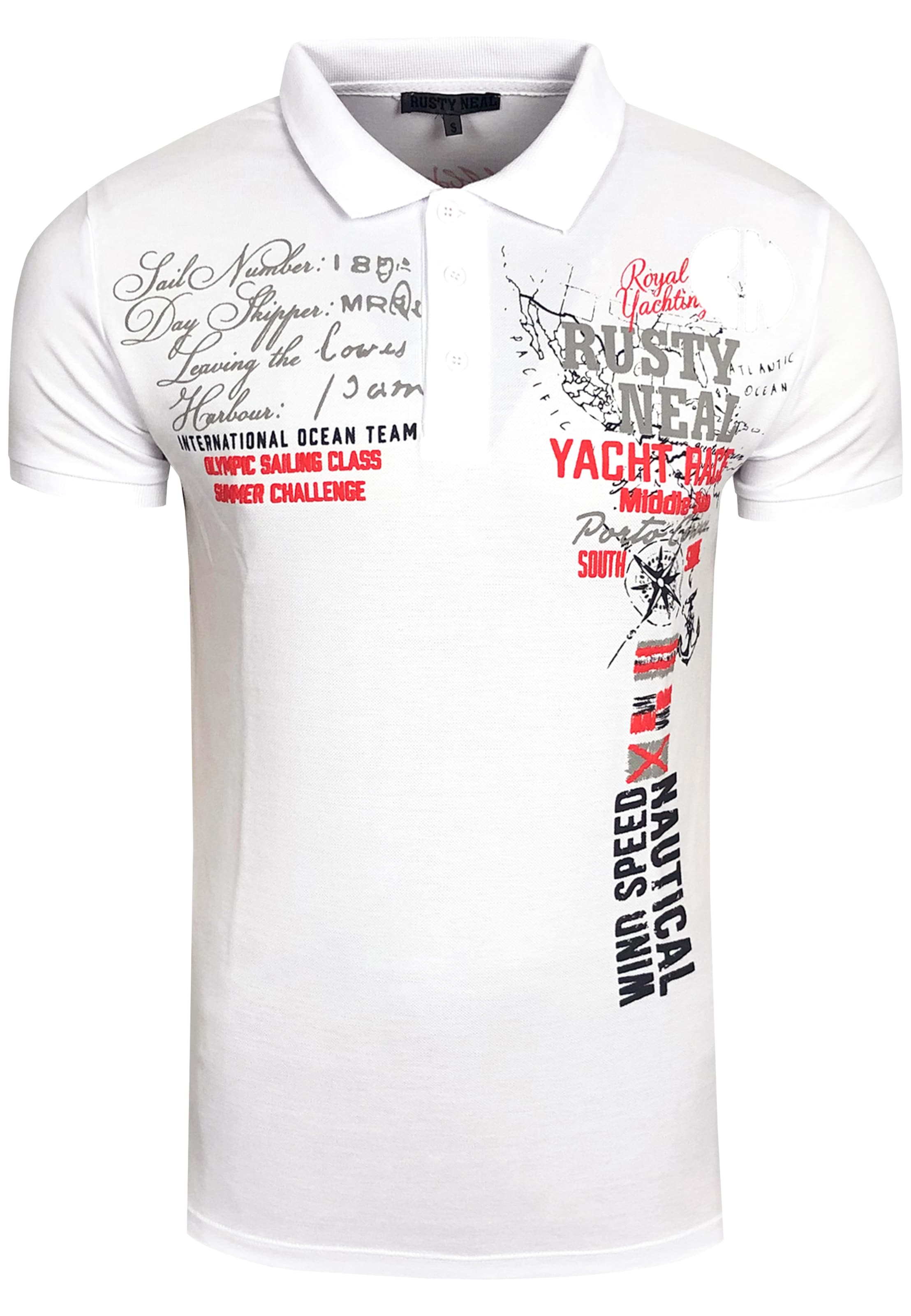 Rusty Neal Poloshirt in Weiß: Vorderseite