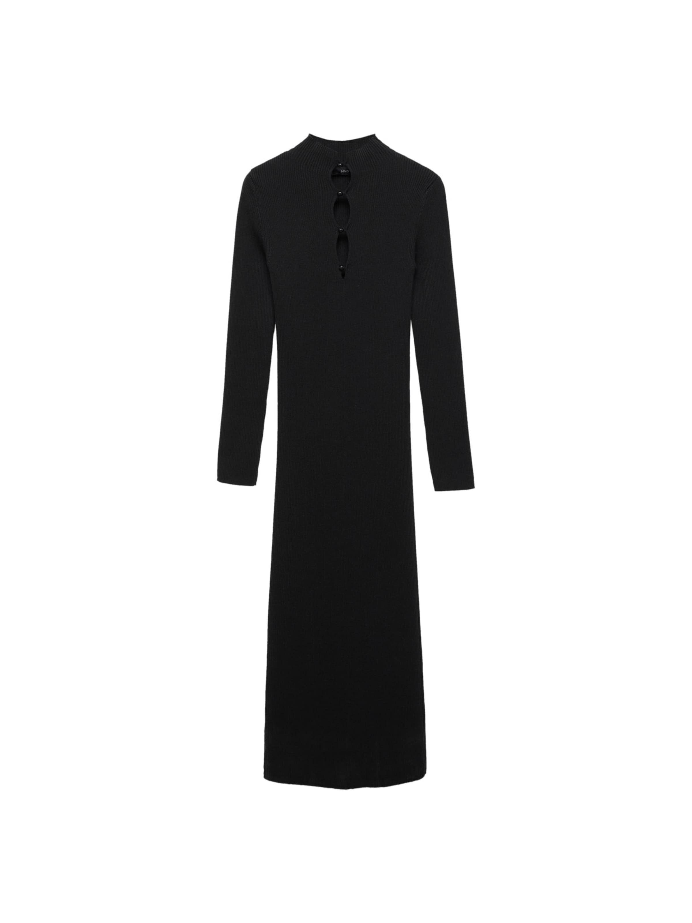 MANGO Stickad klänning i svart: framsida