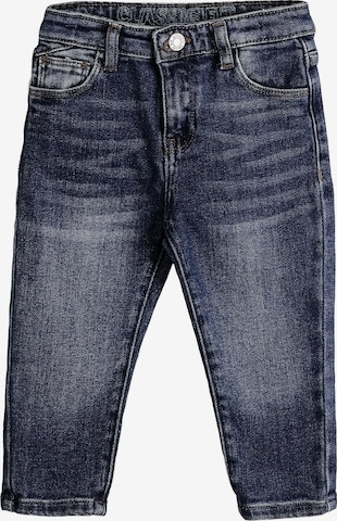 Solang Hose Jeans Denim Stretch Slim-Fit Unisex in Blau: Vorderseite