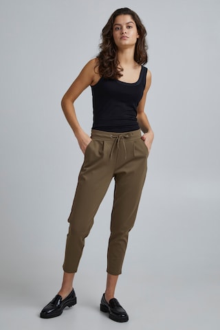 ICHI Slim fit Pleat-Front Pants 'IHKATE PA' in Brown