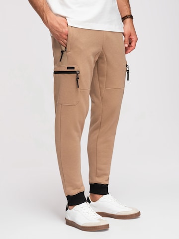 Ombre Tapered Cargobroek in Beige: voorkant
