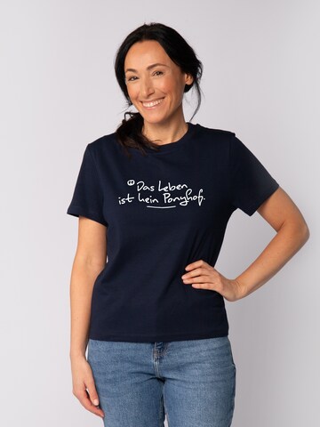 T-shirt 'Das Leben Ist Kein Ponyhof' Watapparel en bleu : devant