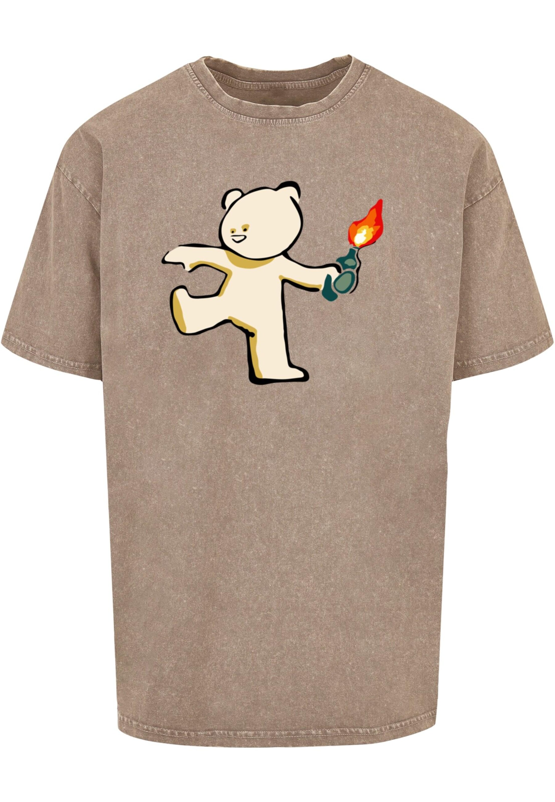 Merchcode Shirt 'Brandalised - Molotov Teddy' in Groen: voorkant