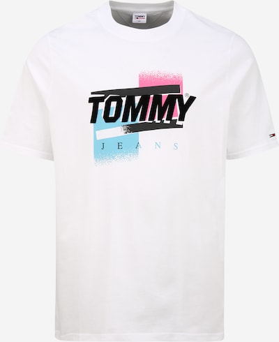 Tricou Tommy Jeans Plus pe albastru / roz / negru / alb, Vizualizare produs