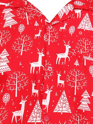 King Kameha Regular fit Overhemd 'Christmas Reindeer' in Rood