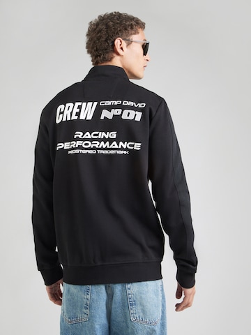 CAMP DAVID Zip-Up Hoodie in Black: front