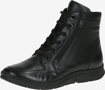 CAPRICE Lace-Up Ankle Boots in Black: front