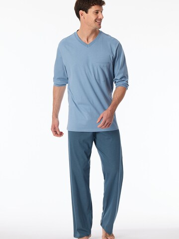 SCHIESSER Pajamas long ' Comfort Essentials ' in Blue: front