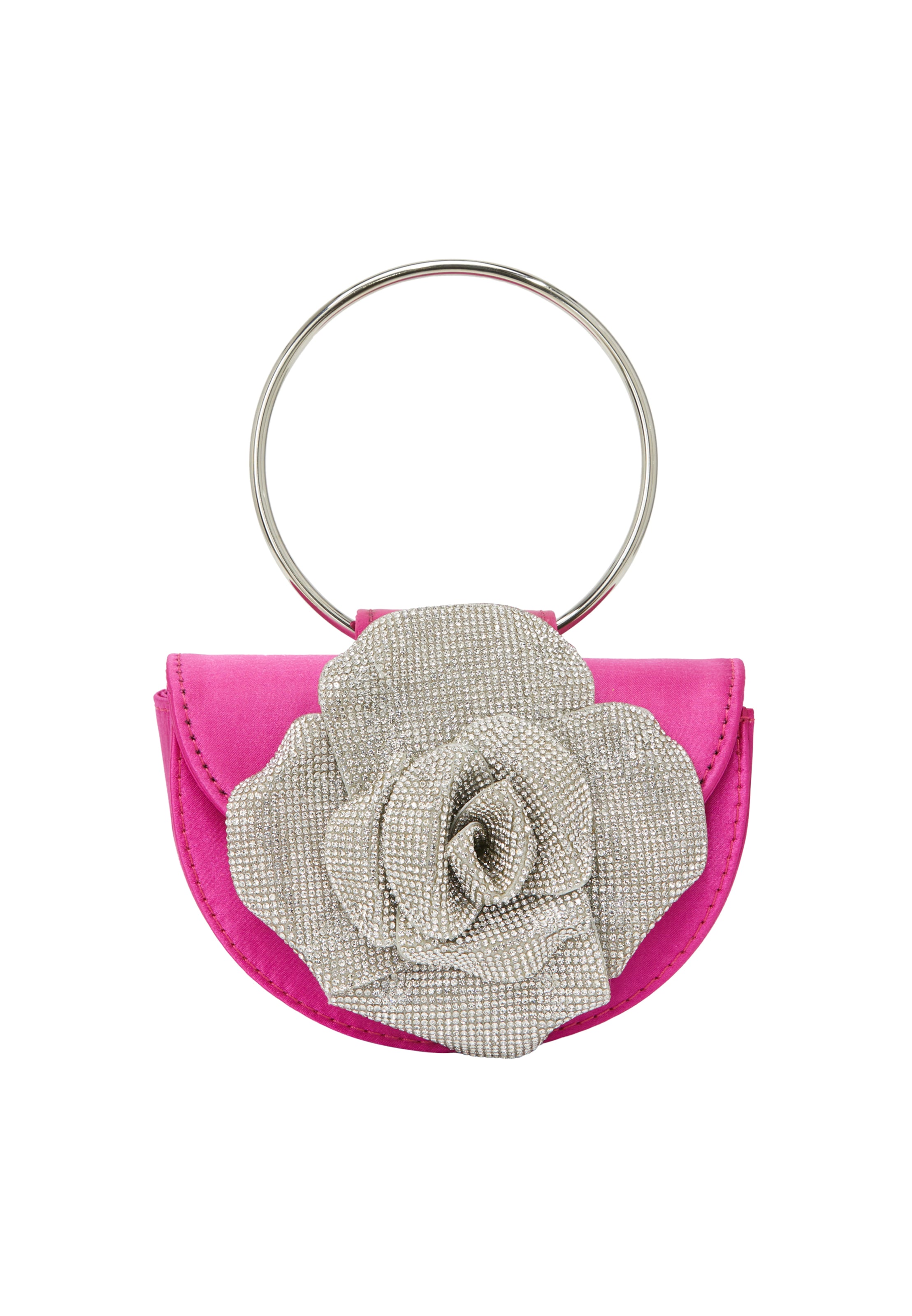 Clutch faina pe fucsia / argintiu / transparent, Vizualizare produs