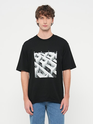 HUGO Μπλουζάκι 'Dodger' σε μαύρο: μπροστά