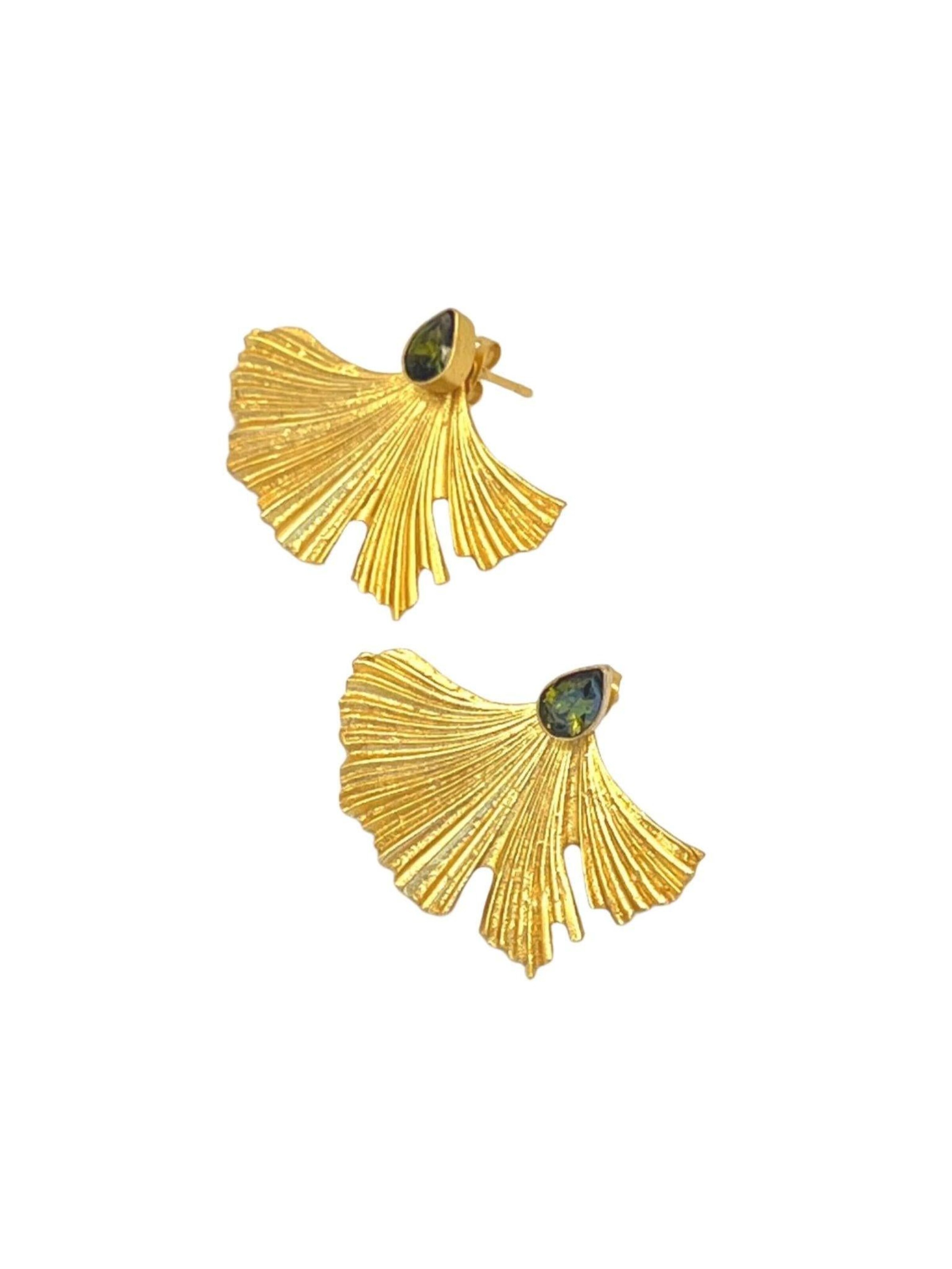 Les Reines Oorbellen 'The Blossom - Statement Earrings 24K Gold Plated' in Goud
