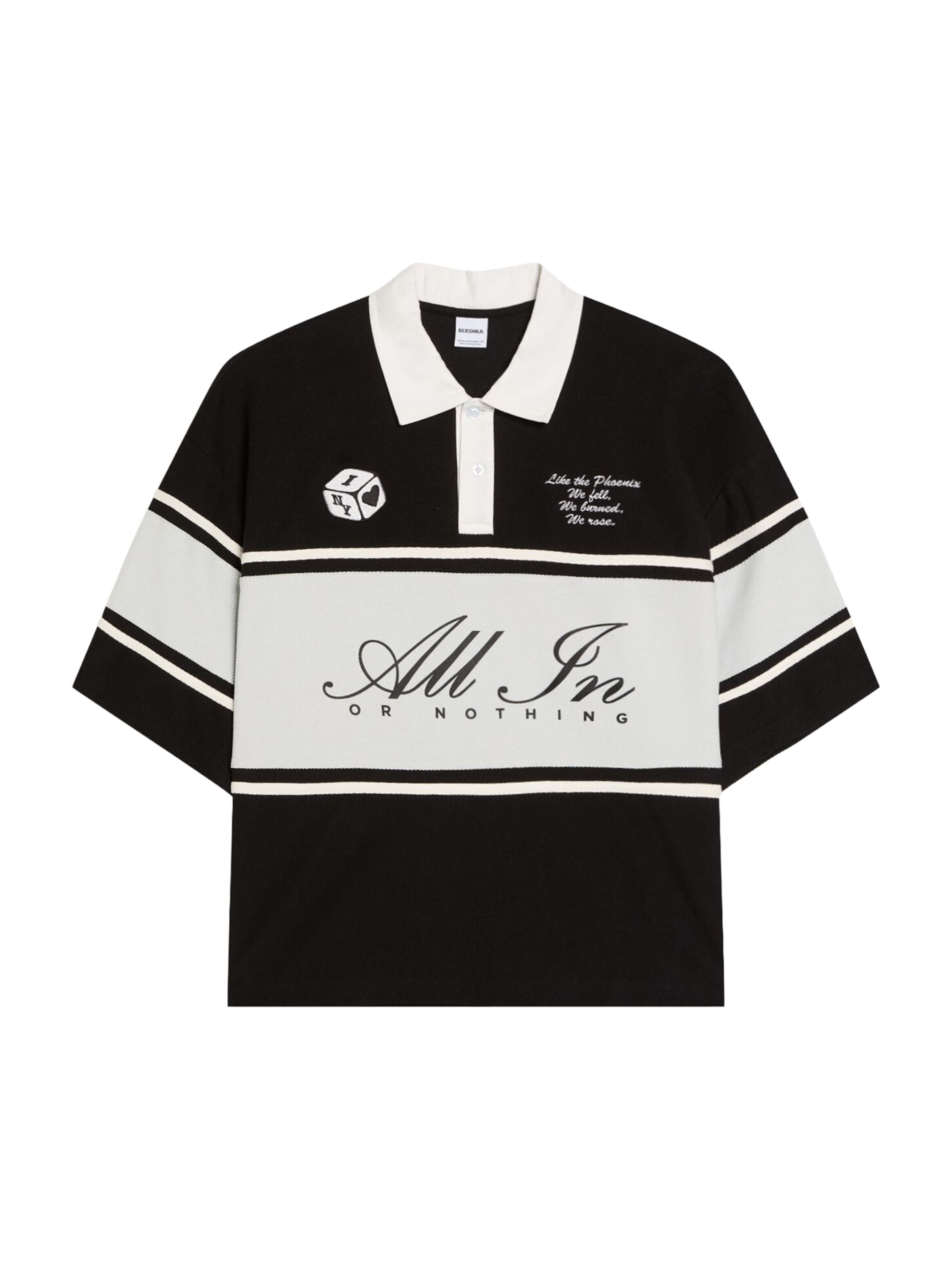 Bershka Paita 'ALL IN' värissä musta: etupuoli