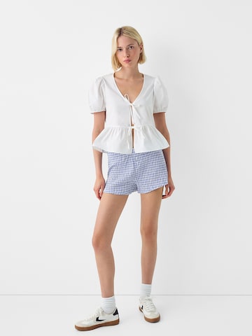 Bershka Regular Trousers in Blue