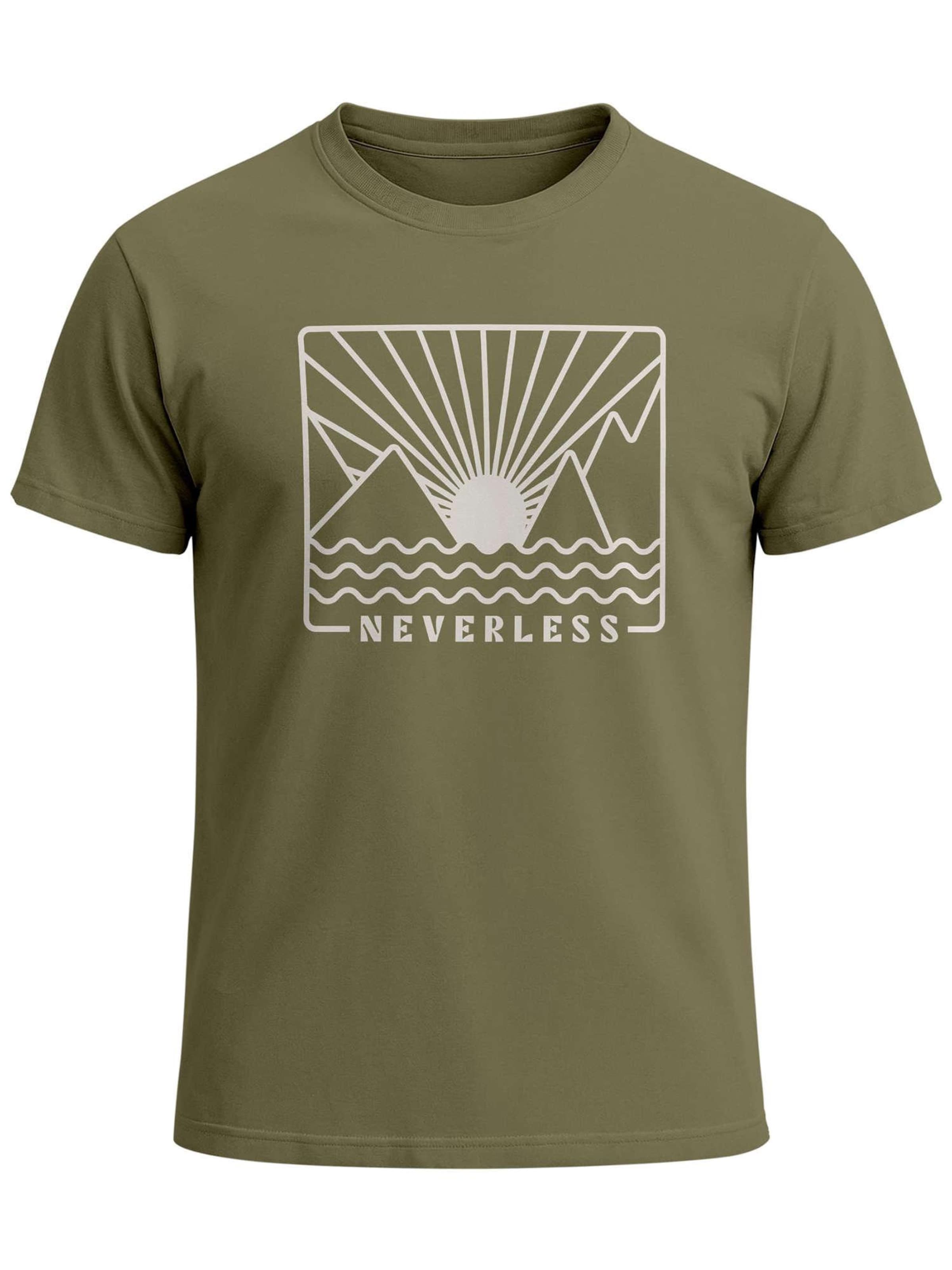 Neverless Shirt 'Sonnenuntergang' in Green: front