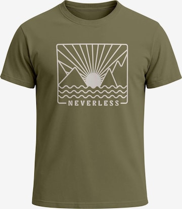 Neverless Shirt 'Sonnenuntergang' in Green: front