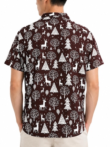 Regular fit Camicia 'Christmas Reindeer Allover' di King Kameha in marrone