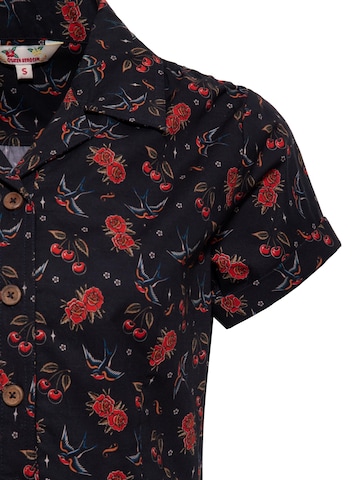 Queen Kerosin Bluse 'Cherries & Roses'‌‌ in Schwarz