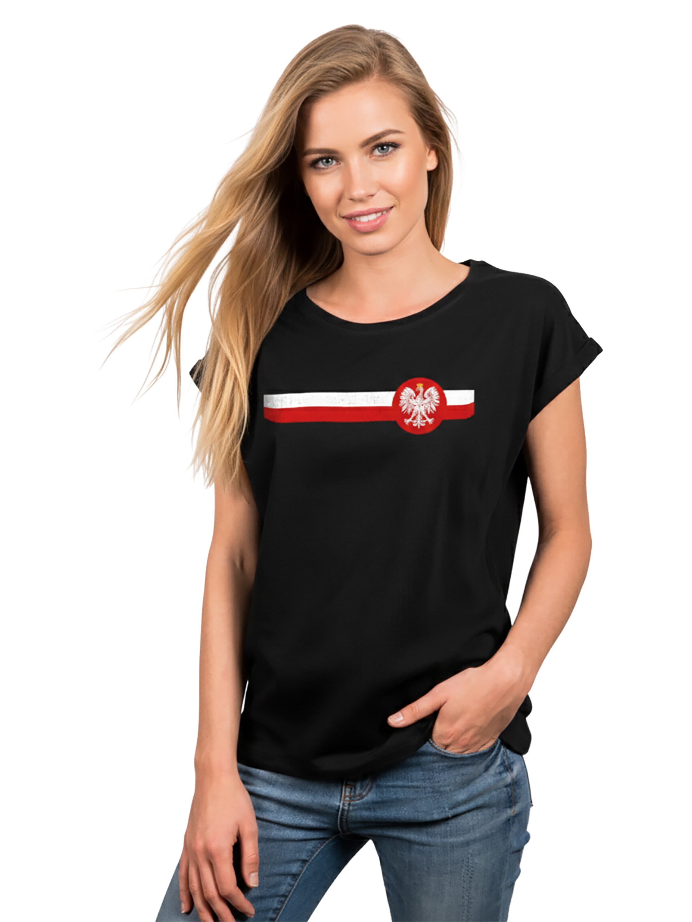 MAKAYA Shirt 'Polen Wappen' in Black: front