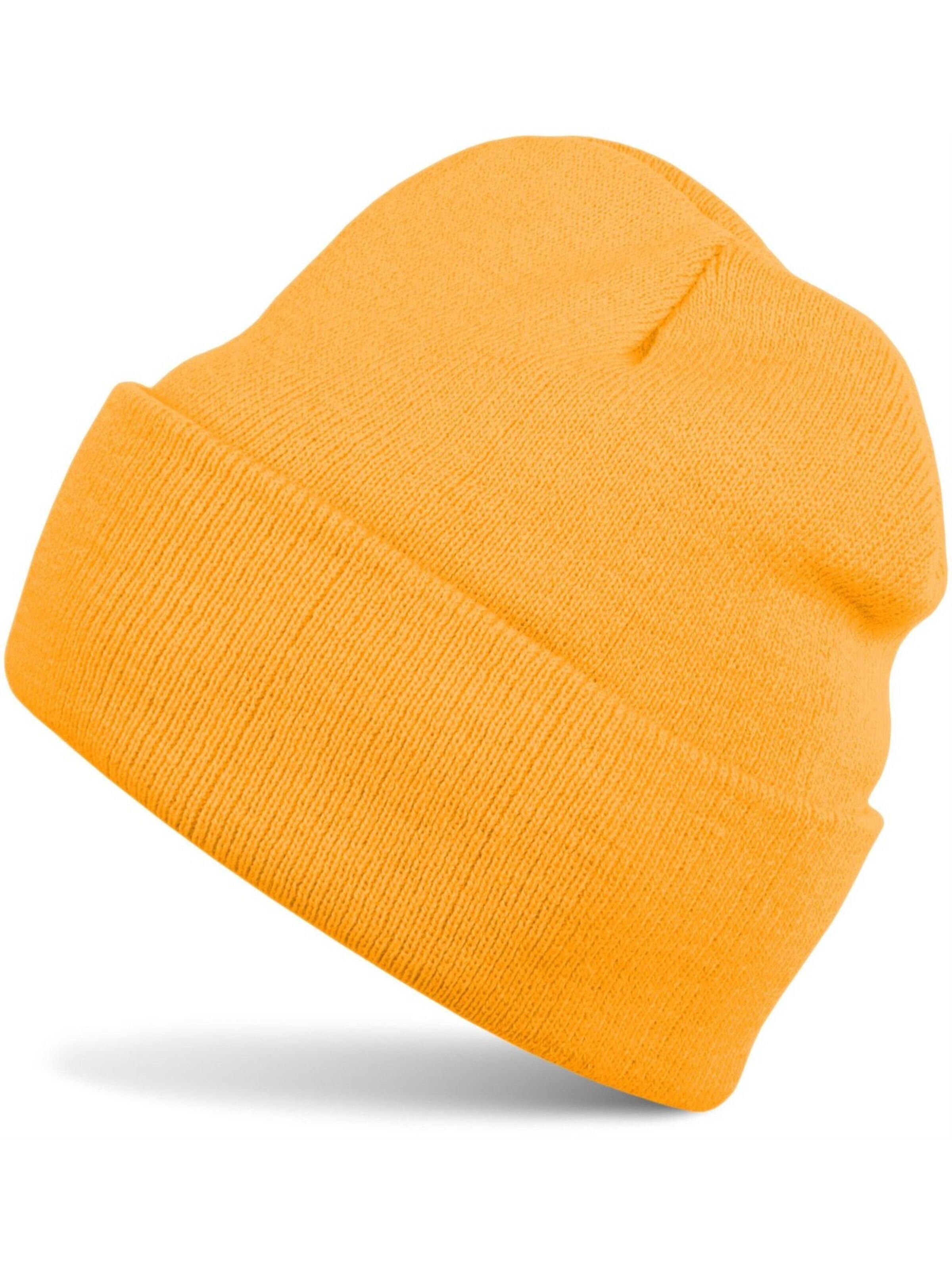 styleBREAKER Beanie 'Kinder Strickmütze mit Krempe' in Yellow: front
