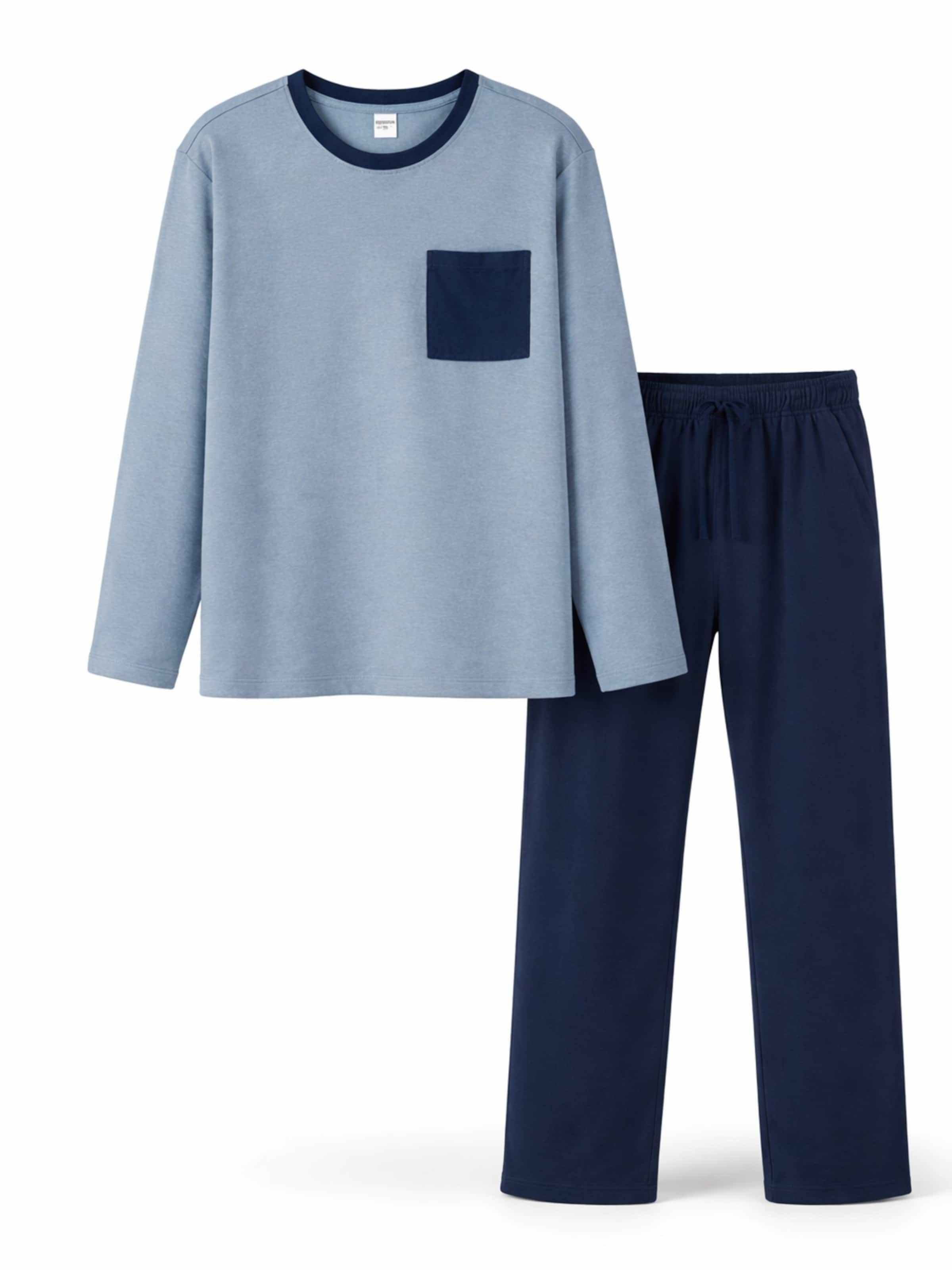PANTONECLO Pajamas long 'Pantoneclo Men’s Night Wear Long Set' in Blue: front