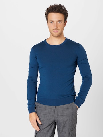 HUGO Пуловер 'San Cedric' в синьо: отпред