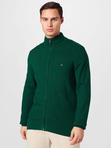 TOMMY HILFIGER Knit Cardigan in Green: front