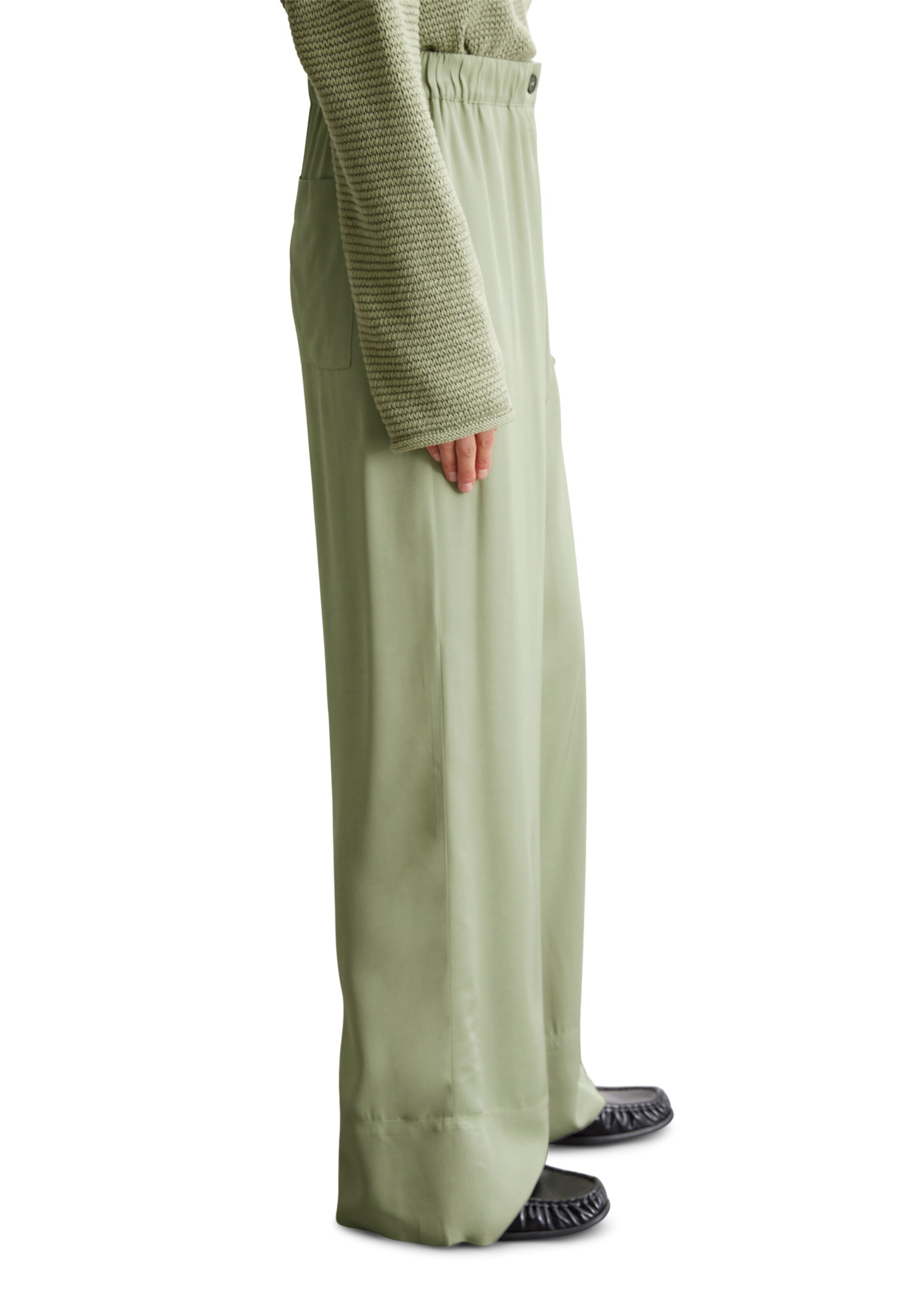 Marc O'Polo Wide Leg Hose in Grün