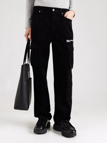 KARL LAGERFELD JEANS Regular Cargo trousers in Black: front