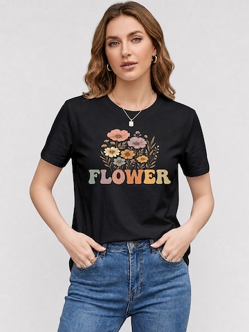 T-shirt 'Women's Short Sleeve Shirt Summer Tops' LapaPlus en noir : devant