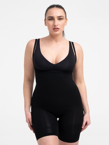cfab (formerly creamy fabrics) Shapingbody 'Bodysuit Sculpting Shapewear mit offener Brust' in Zwart: voorkant