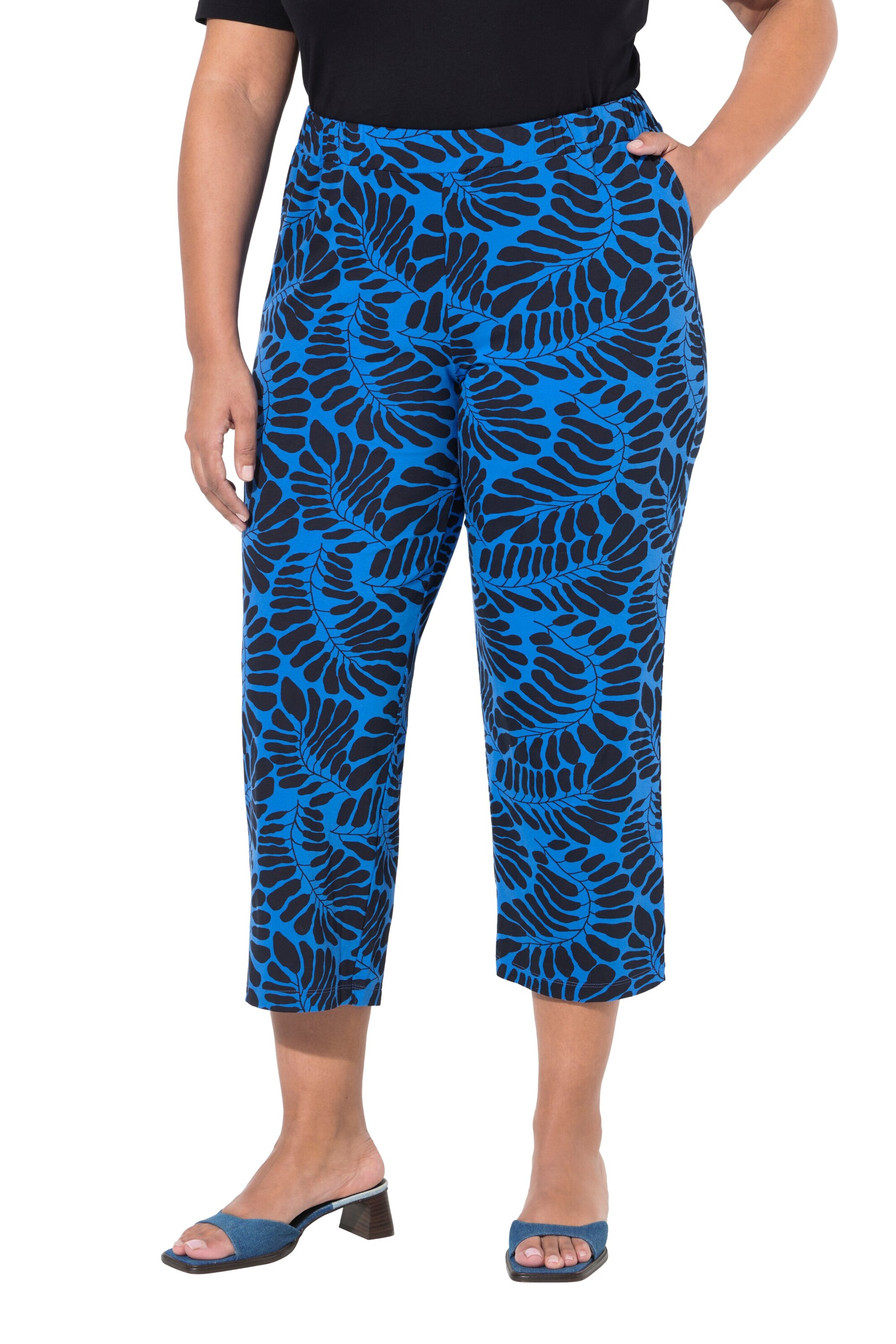 Ulla Popken Wide leg Broek in Blauw: voorkant