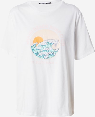 PIECES T-shirt 'BANDA' en aqua / orange / orange pastel / blanc, Vue avec produit